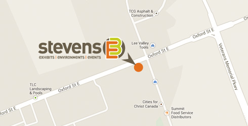 Map showing the Stevens E3 office location